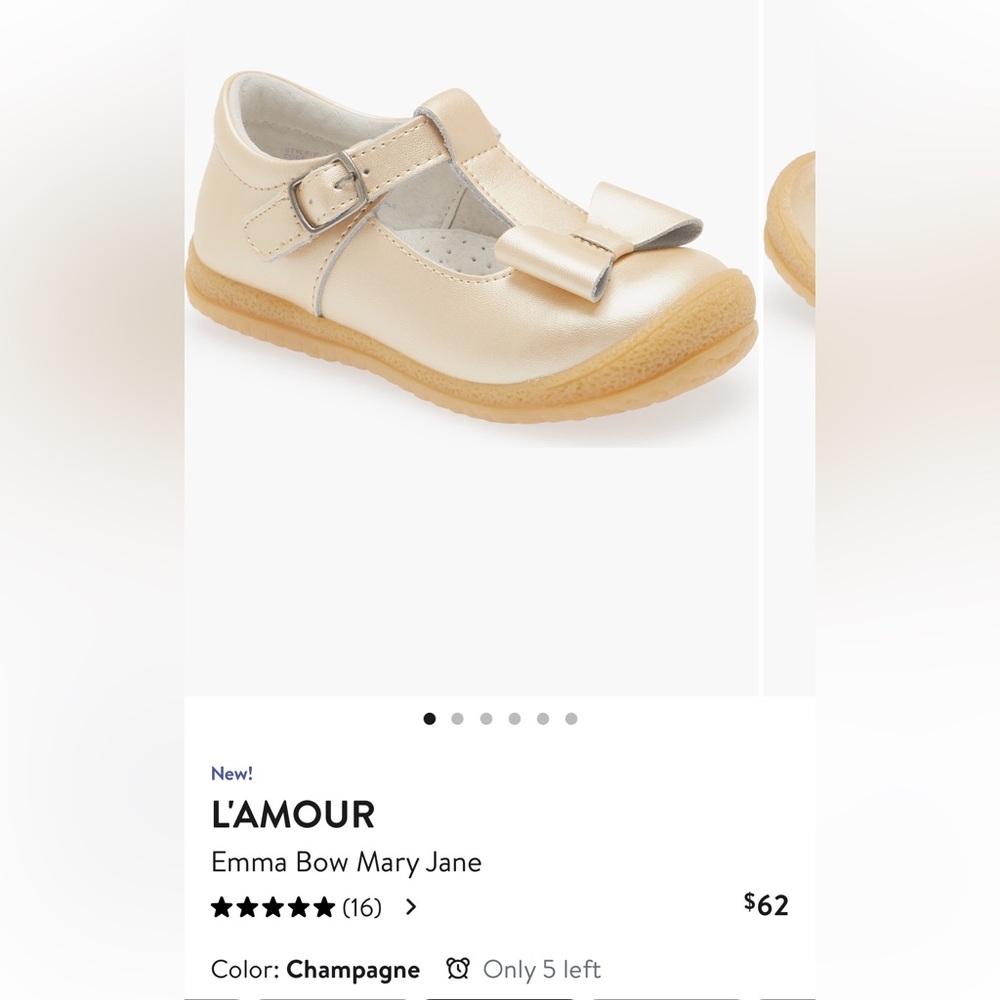 L'Amour champagne Emma Bow Mary Jane girls Shoes